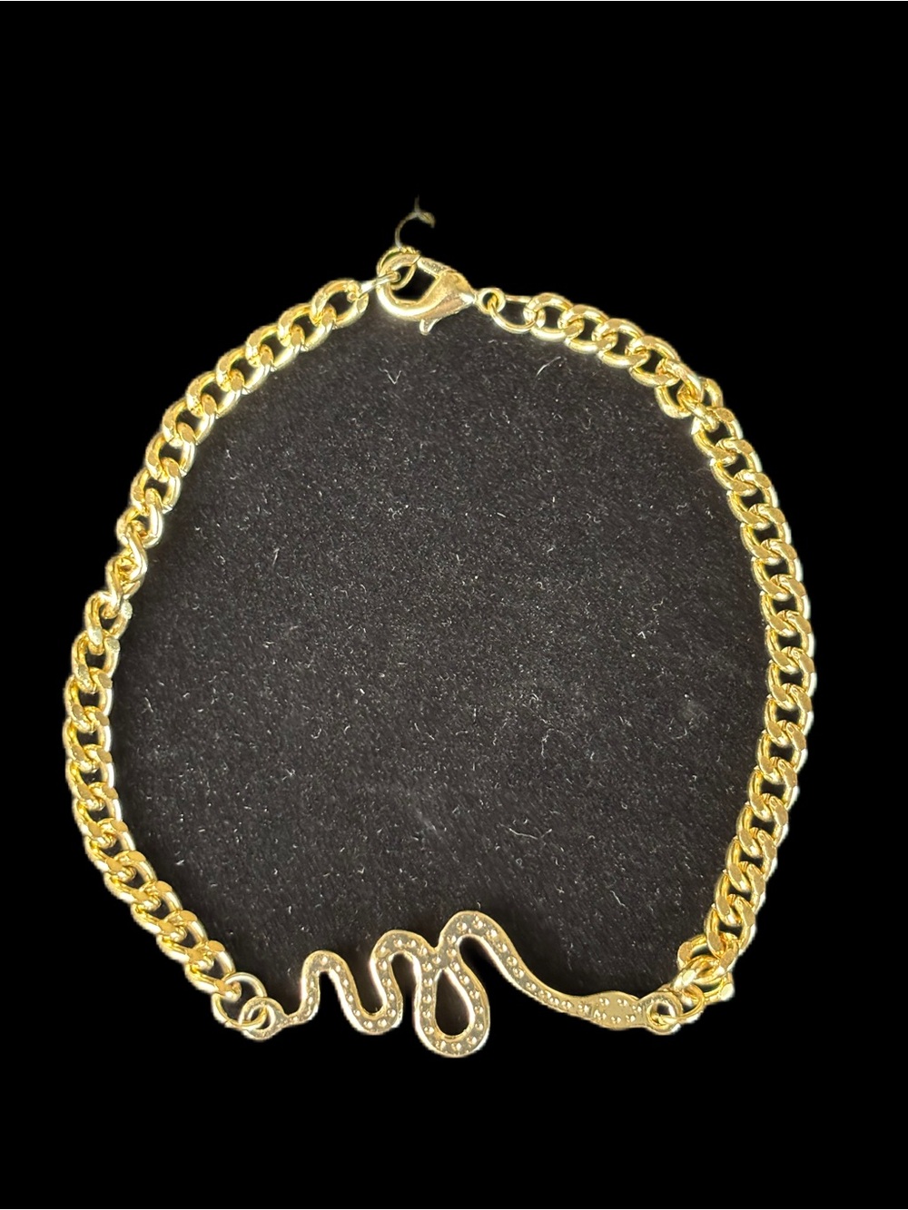 Gold Snake Chain Anklet with Textured Serpent Accent
